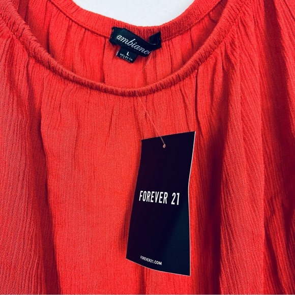 NWT forever 21 ambiance size L rust off shoulder blouse - Picture 3 of 5